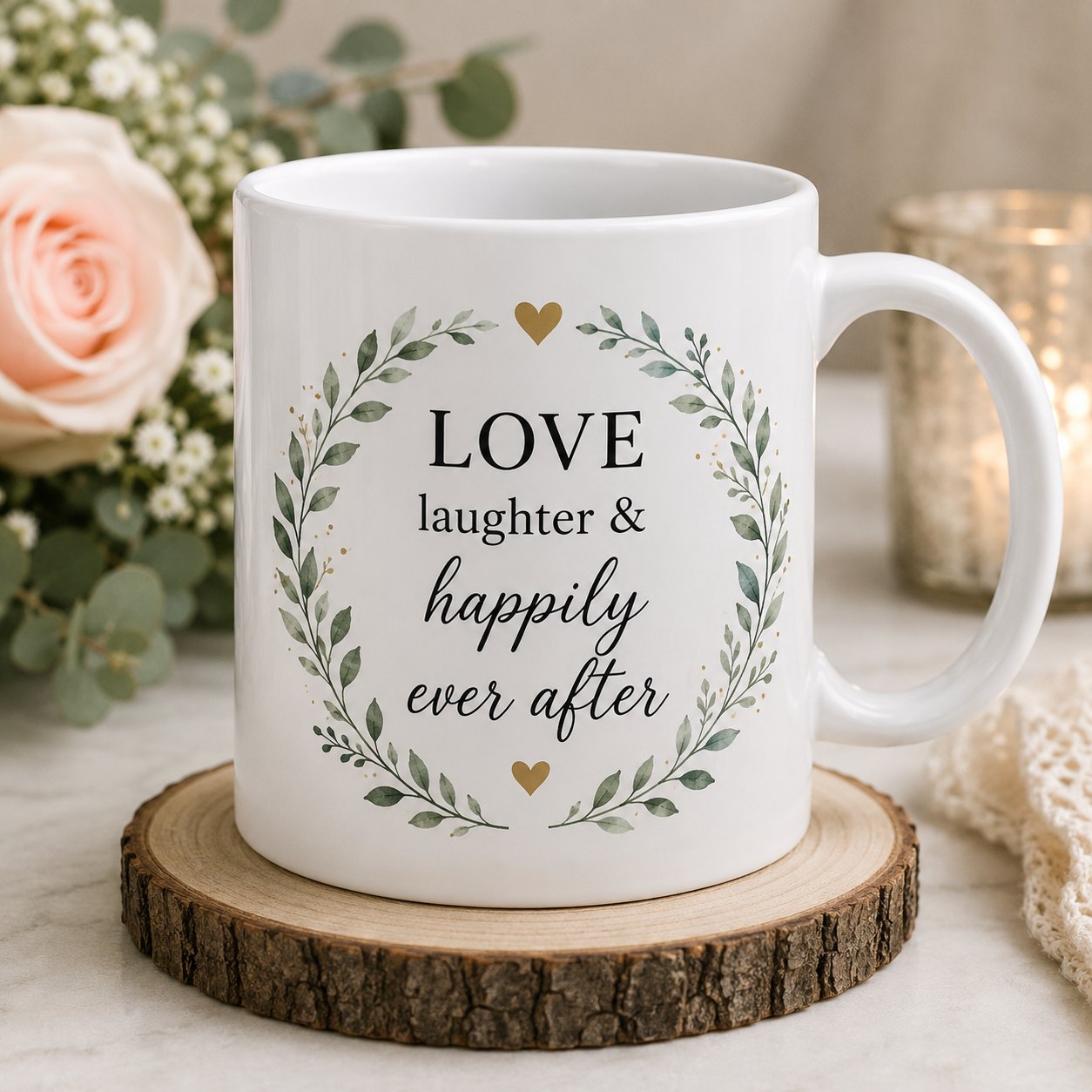 Custom wedding mug set — matching couple mugs